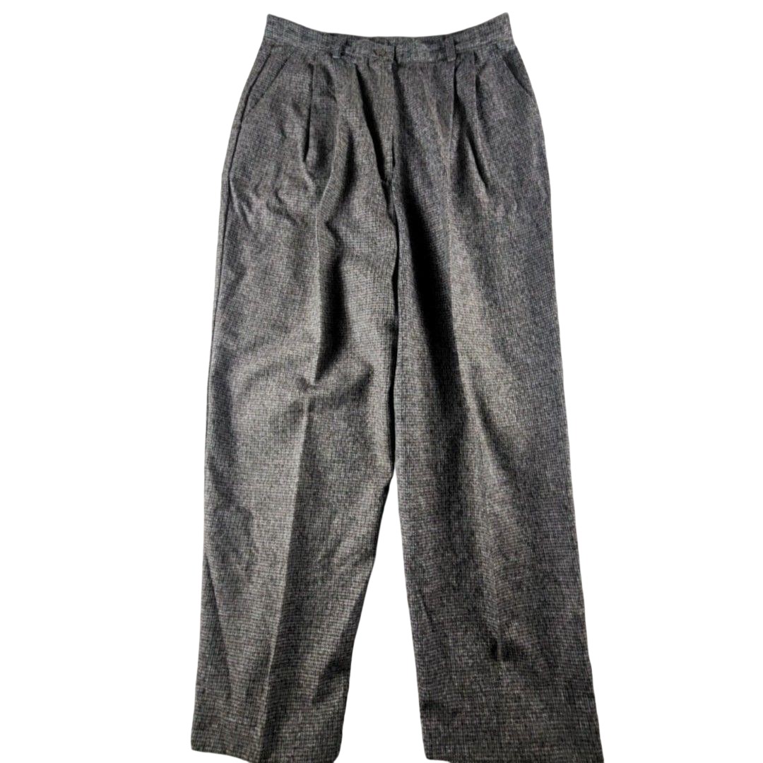 Vintage Kathie Lee Collection Dress Pants Womens 12 Gray Plaid Pleated Tweed